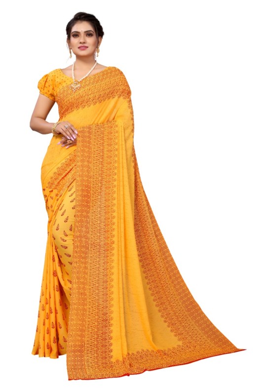 Fancy Georgette Printed Saree With blouse